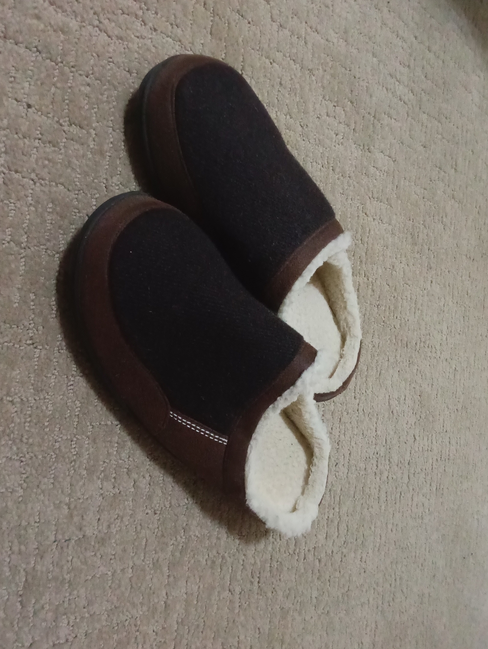Dream Pairs Brown and Black Slip-On Fleece Lined Slippers